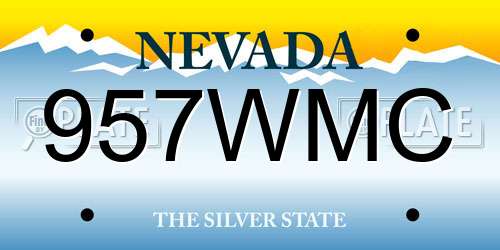 957WMC Nevada License Plate