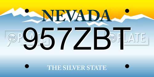 957ZBT Nevada License Plate