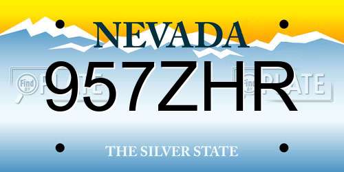 957ZHR Nevada License Plate