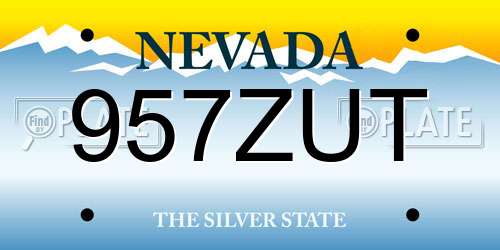 957ZUT Nevada License Plate