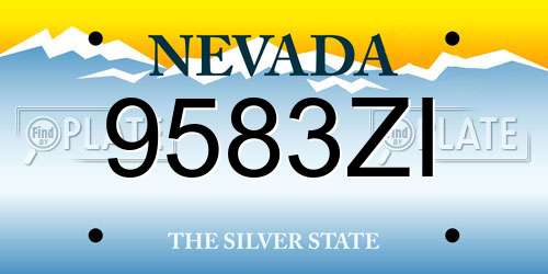 9583ZI Nevada License Plate
