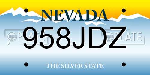 958JDZ Nevada License Plate