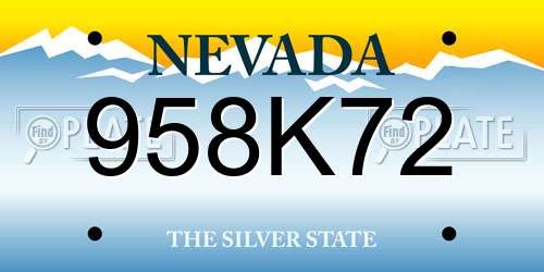 958K72 Nevada License Plate