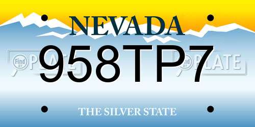958TP7 Nevada License Plate