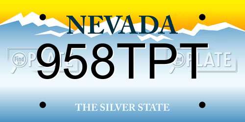 958TPT Nevada License Plate