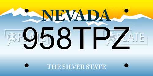 958TPZ Nevada License Plate