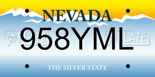958YML Nevada License Plate