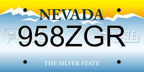 958ZGR Nevada License Plate