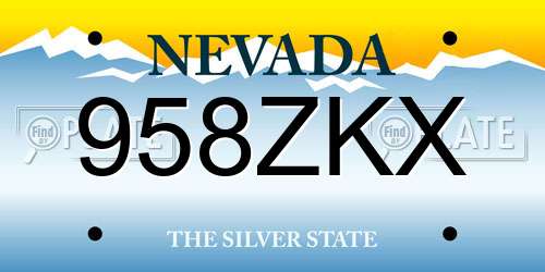 958ZKX Nevada License Plate