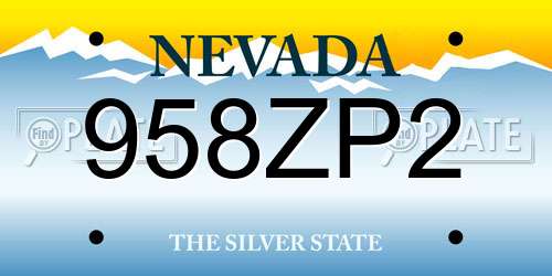 958ZP2 Nevada License Plate