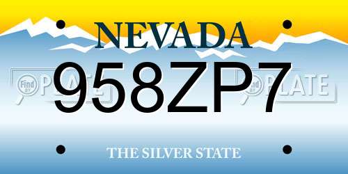 958ZP7 Nevada License Plate