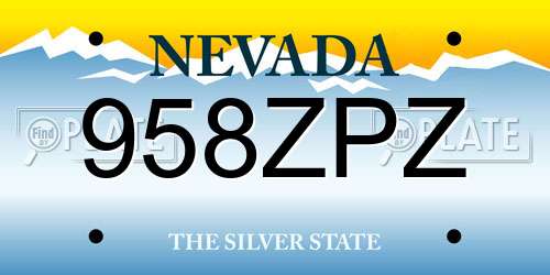 958ZPZ Nevada License Plate
