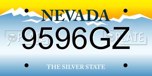9596GZ Nevada License Plate