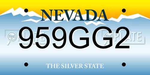 959GG2 Nevada License Plate
