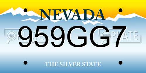 959GG7 Nevada License Plate