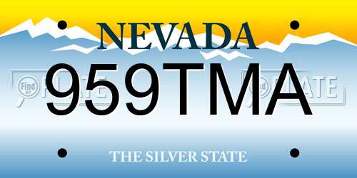 959TMA Nevada License Plate