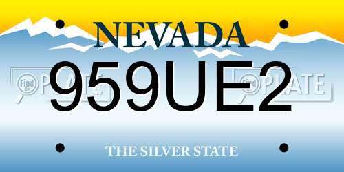 959UE2 Nevada License Plate