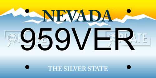 959VER Nevada License Plate