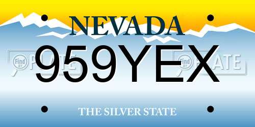959YEX Nevada License Plate