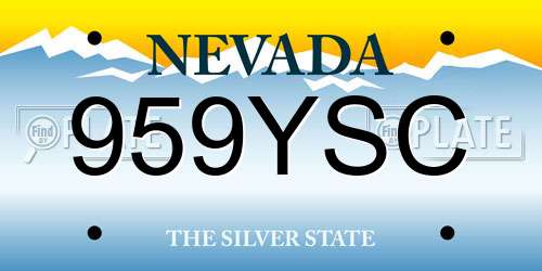 959YSC Nevada License Plate