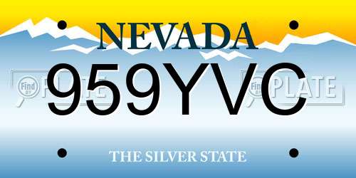 959YVC Nevada License Plate