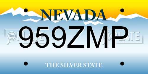 959ZMP Nevada License Plate