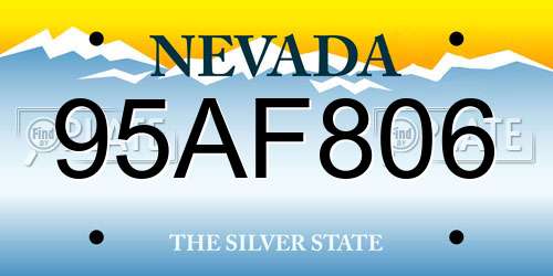 95AF806 Nevada License Plate
