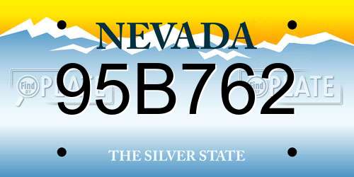 95B762 Nevada License Plate