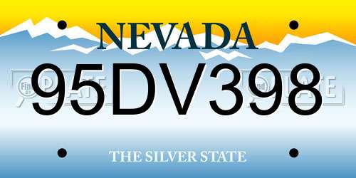 95DV398 Nevada License Plate
