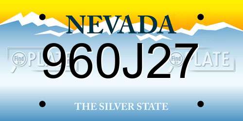960J27 Nevada License Plate