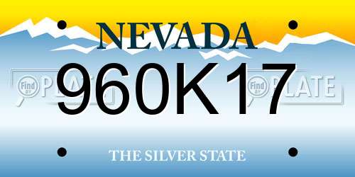 960K17 Nevada License Plate