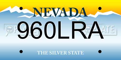960LRA Nevada License Plate