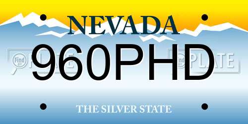 960PHD Nevada License Plate