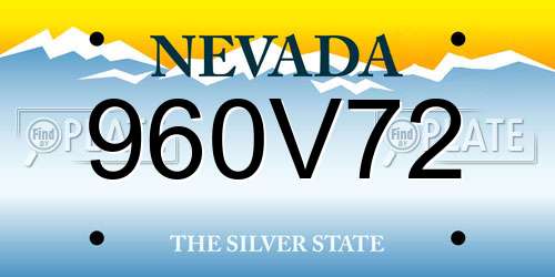 960V72 Nevada License Plate
