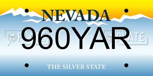 960YAR Nevada License Plate