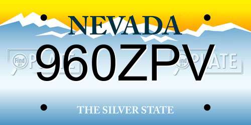 960ZPV Nevada License Plate