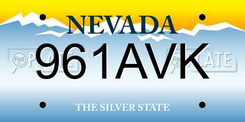 961AVK Nevada License Plate