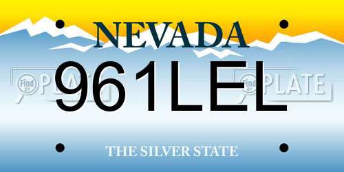 961LEL Nevada License Plate