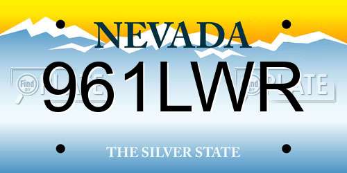 961LWR Nevada License Plate