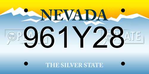 961Y28 Nevada License Plate