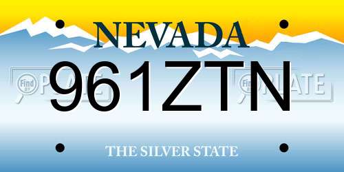 961ZTN Nevada License Plate