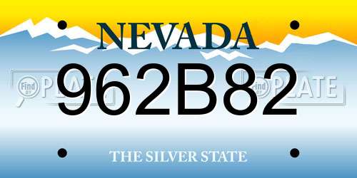 962B82 Nevada License Plate