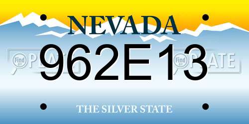 962E13 Nevada License Plate