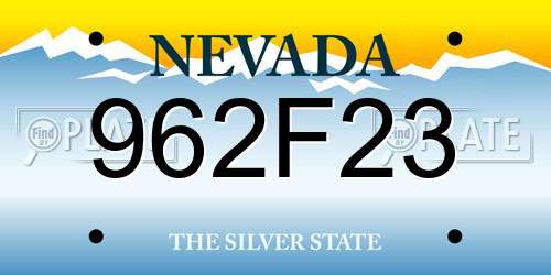 962F23 Nevada License Plate