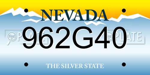 962G40 Nevada License Plate