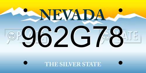 962G78 Nevada License Plate