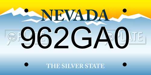 962GA0 Nevada License Plate