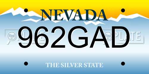 962GAD Nevada License Plate