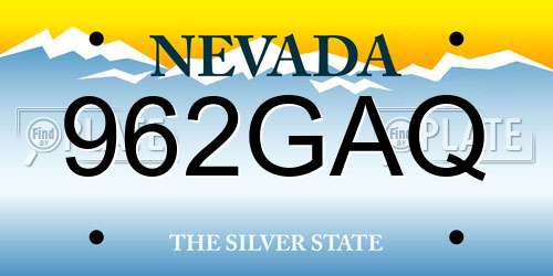 962GAQ Nevada License Plate