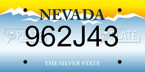 962J43 Nevada License Plate